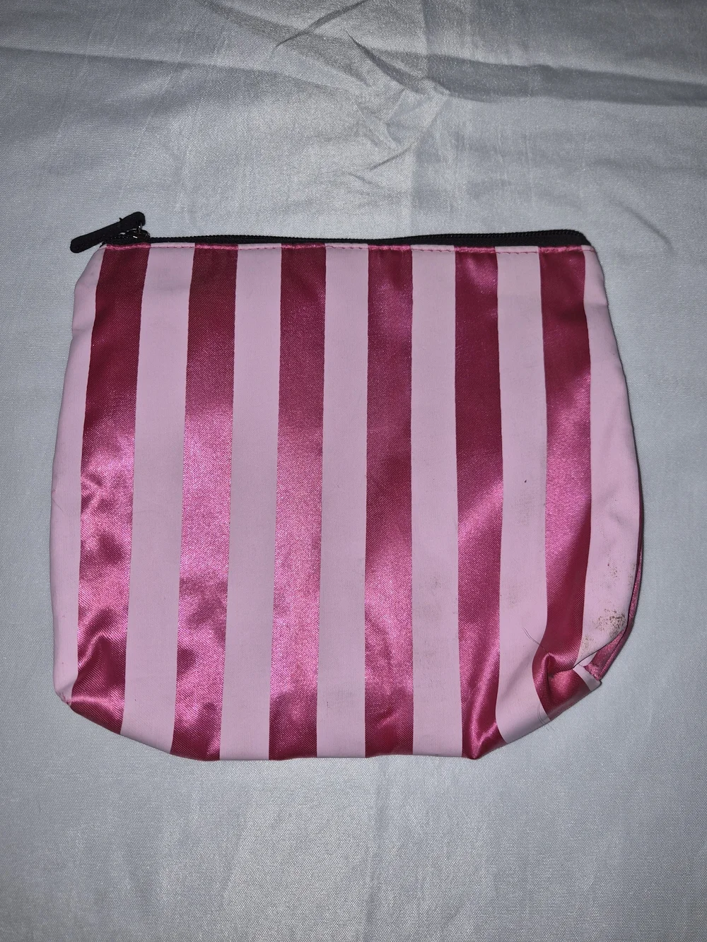 Kiss & Makeup! Pink Striped Makeup Bag